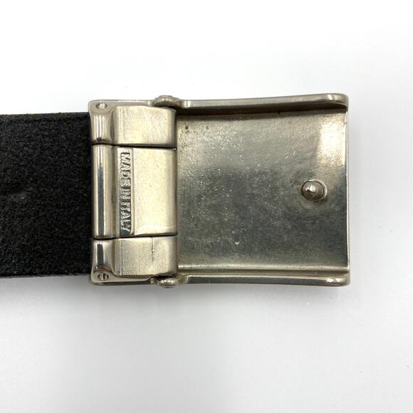 Coach Belt Lizard Textured Leather Black Silver 38 - Picture 5 of 8